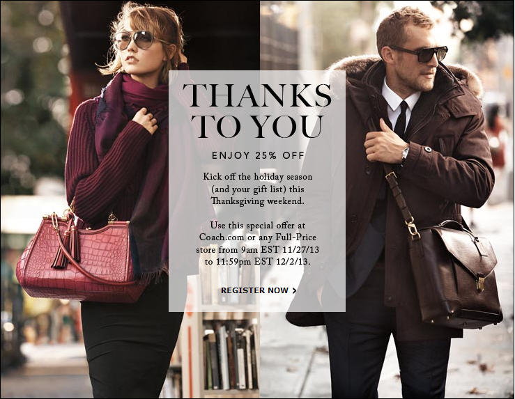 thanksgiving deals coach
