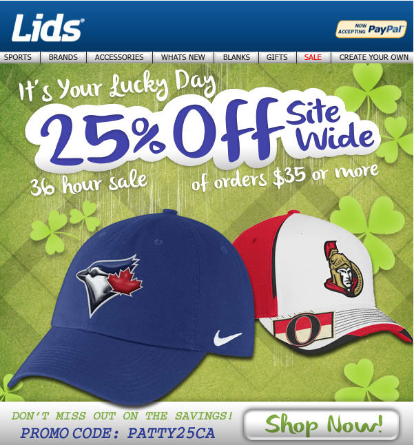 Lids 25 Off Online Orders Over $35 (Mar 15-16)