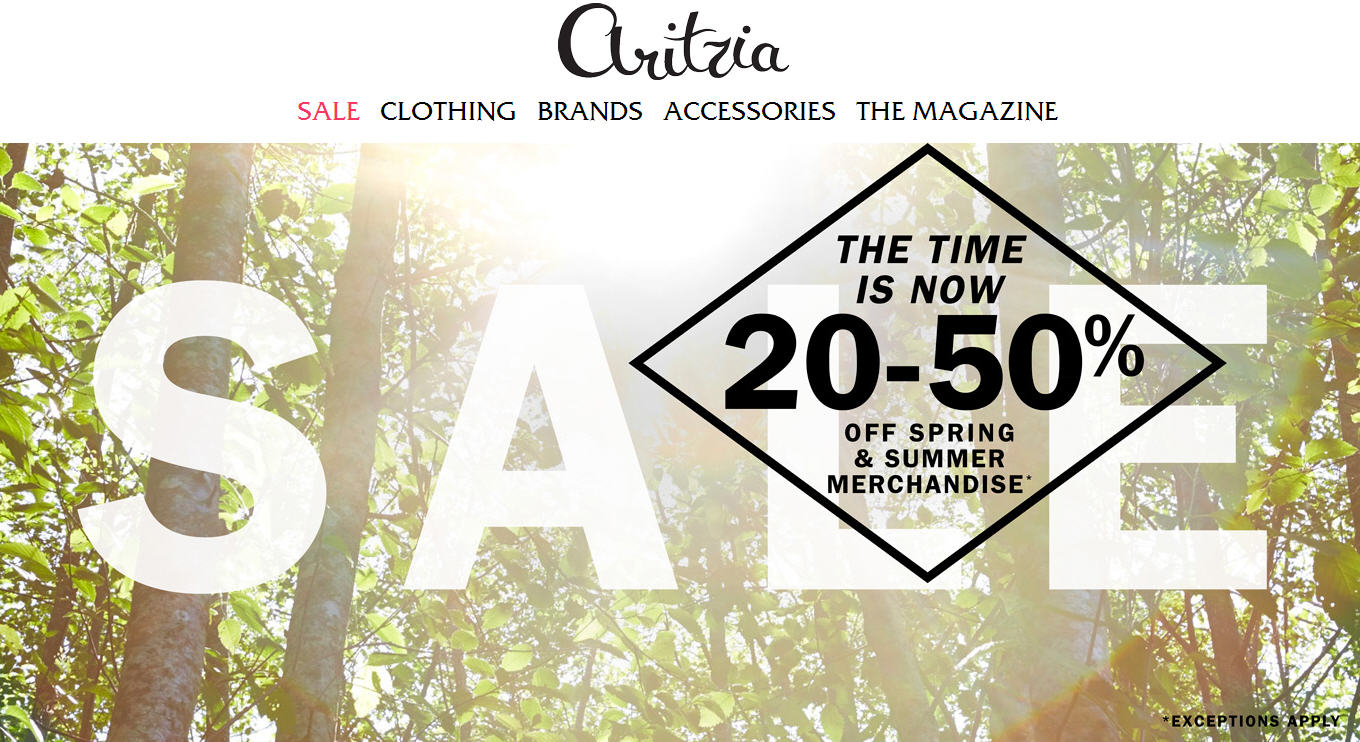 Aritzia 20-50 Off Spring & Summer Merchandise