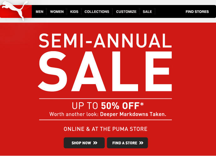 PUMA Semi-Annual Sale - Save up to 50 Off Deeper Markdowns Taken