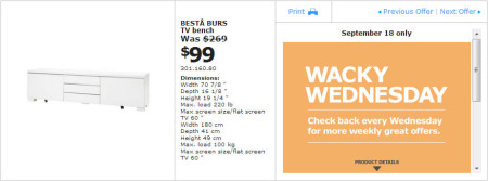 IKEA - Winnipeg Wacky Wednesday Deal of the Day (Sept 18) C