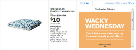 IKEA - Winnipeg Wacky Wednesday Deal of the Day (Sept 18) D