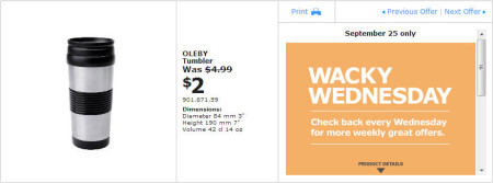 IKEA - Winnipeg Wacky Wednesday Deal of the Day (Sept 25) B