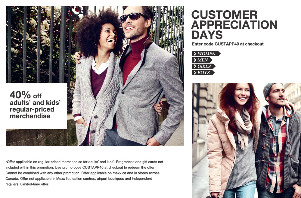 Mexx Customer Appreciation Days - 40 Off Regular Price Merchandise