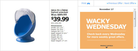 IKEA - Winnipeg Wacky Wednesday Deal of the Day (Nov 27) B