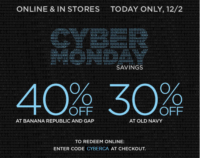 Gap and Banana Republic Cyber Monday - 40 Off In-Stores or Online (Dec 2)