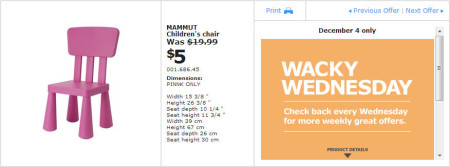 IKEA - Winnipeg Wacky Wednesday Deal of the Day (Dec 4) B