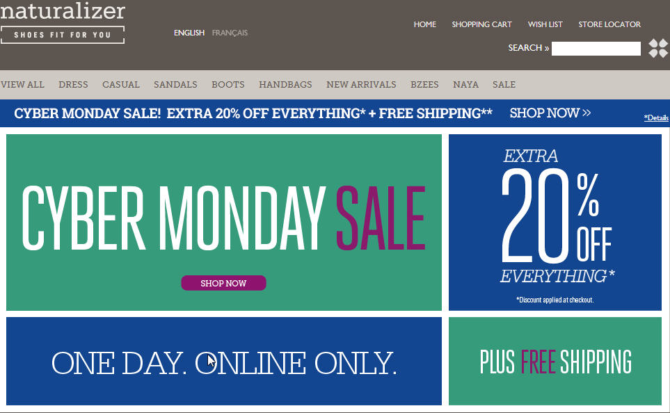 Naturalizer Cyber Monday Sale - Extra 20 Off Everything + Free Shipping (Dec 2)
