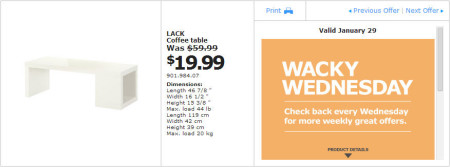 IKEA - Winnipeg Wacky Wednesday Deal of the Day (Jan 29) A