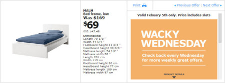IKEA - Winnipeg Wacky Wednesday Deal of the Day (Feb 5) A