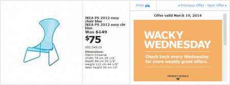 IKEA - Winnipeg Wacky Wednesday Deal of the Day (Mar 19) B