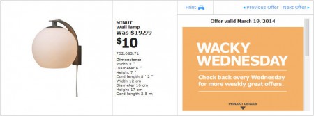 IKEA - Winnipeg Wacky Wednesday Deal of the Day (Mar 19) C