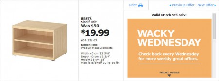 IKEA - Winnipeg Wacky Wednesday Deal of the Day (Mar 5) A